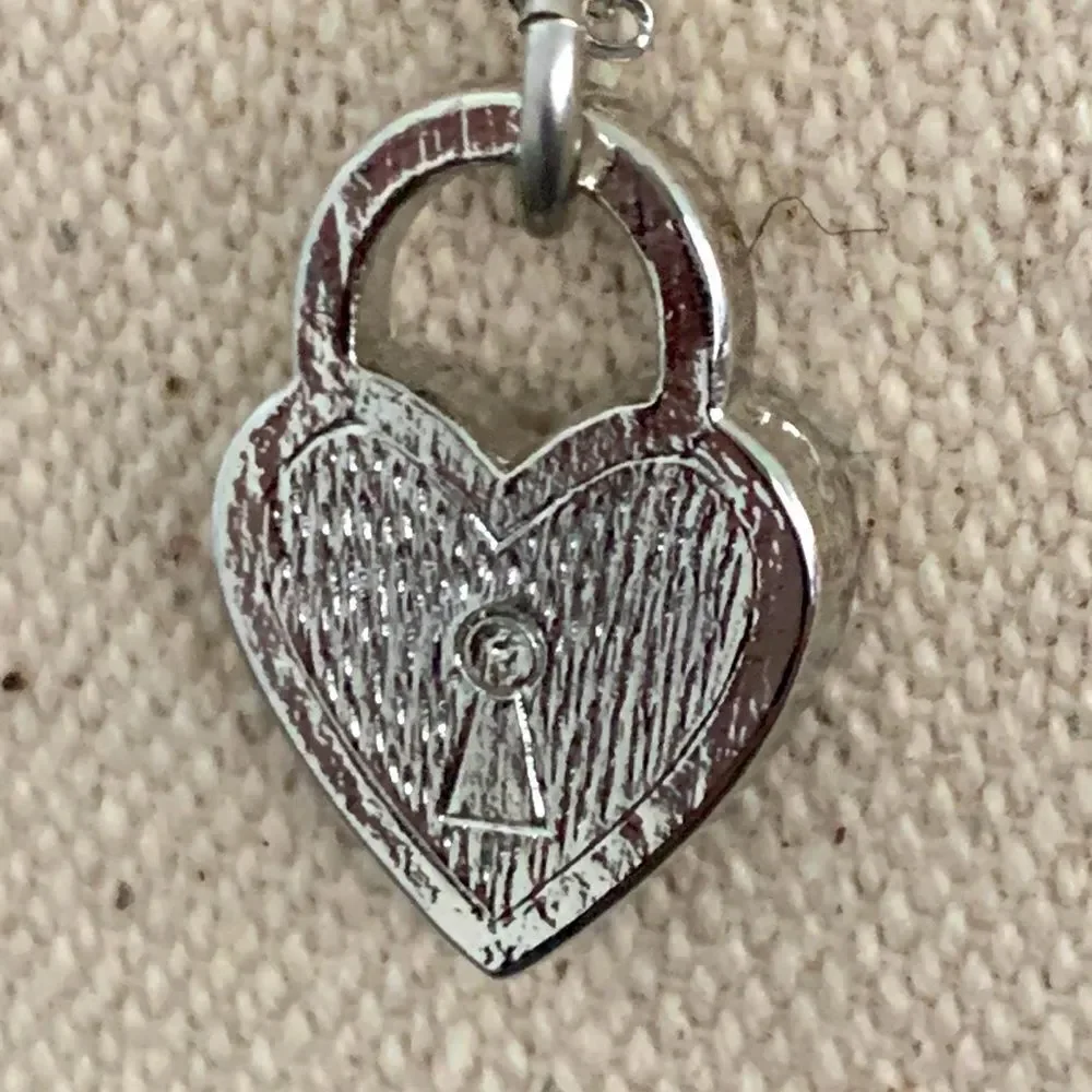 Lock My Heart Silver Tone Padlock Pendant Necklace with Swarovski Crystals